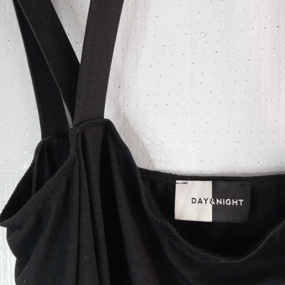 Day&Night 2X Long Sleeved Choker Strappy Cold Shoulder Body Suit in Black - Picture 10 of 15